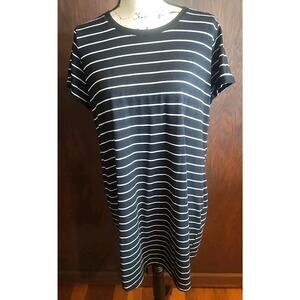 T Shirt Dress Striped Short Sleeve Black White Nautical Medium Soft Pull On